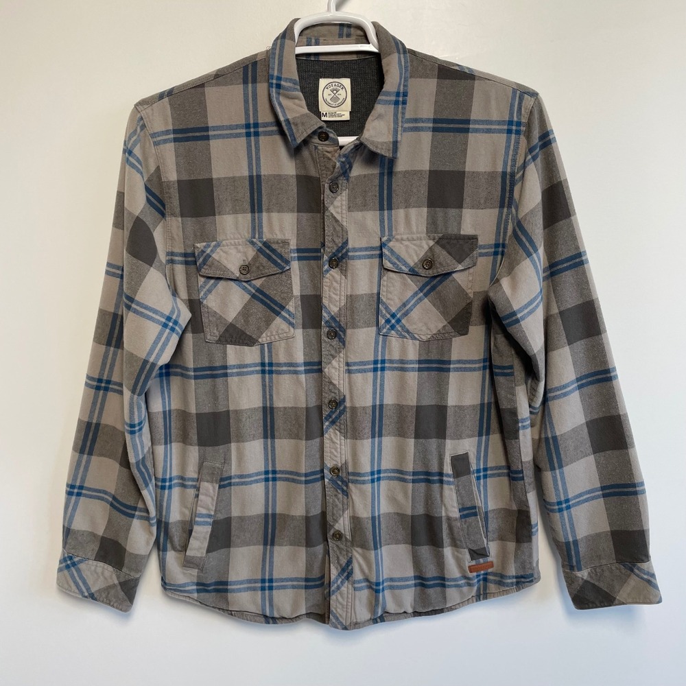 Voyager Plaid Flannel Shirt Jacket Mens Medium Lined Adventure Button Up Shacket